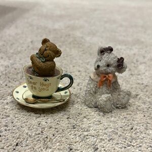 Bear Hugs Ceramic Figurine Set - Brown and Gray